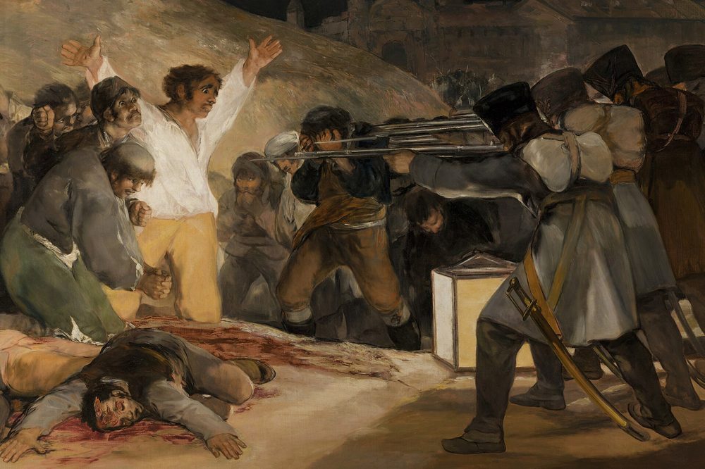 戈雅《1808 年 5 月 3 日》：提灯是画面唯一光源